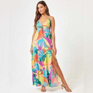 L*Space Victoria Vibrant Multicolor Maxi Dress Size Small